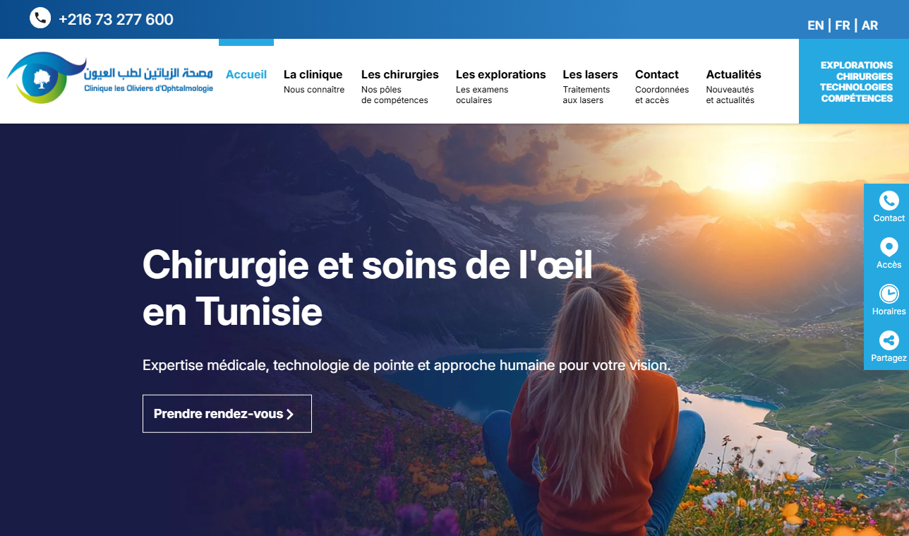 Site web les Oliviers Ophtalmologie Tunisie